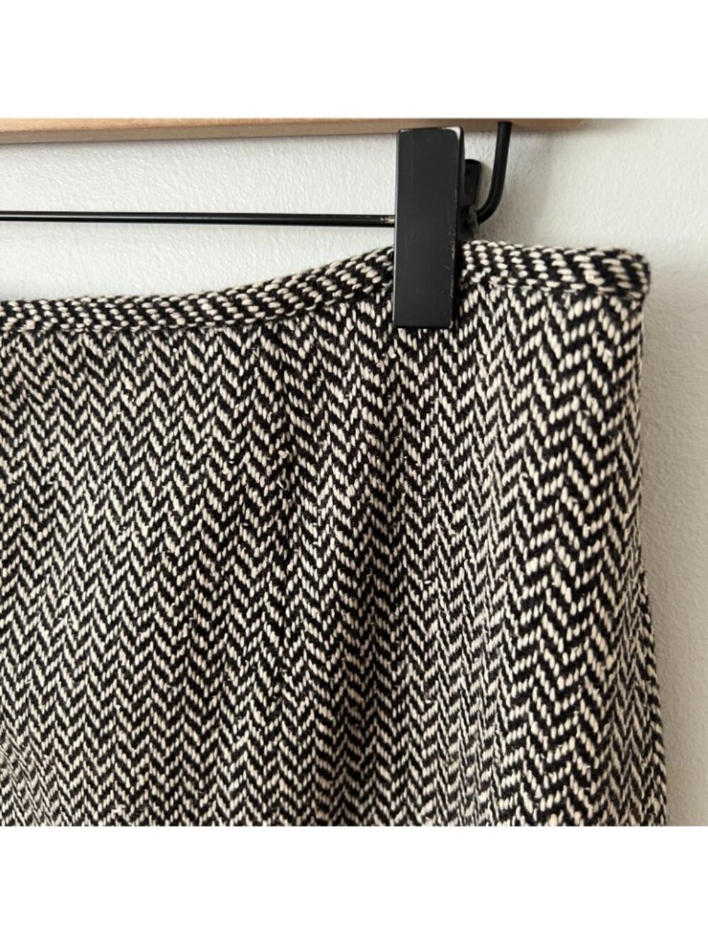 Vintage Talbots Long Wool Blend Black White Herringbone Skirt Women's Size 14 - Picture 4 of 10